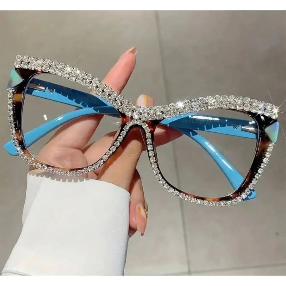 Red Rhinestone Studded Statement Glasses